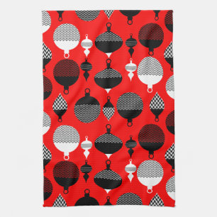 Red And Black Retro Christmas Decorative Ball Kitchen Towel