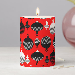 Red And Black Retro Christmas Decorative Ball Pillar Candle