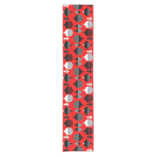 Red And Black Retro Christmas Decorative Ball Short Table Runner