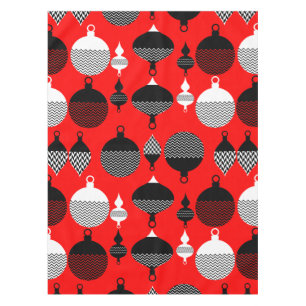 Red And Black Retro Christmas Decorative Ball Tablecloth