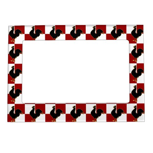 Red and Black Rooster Chicken Pattern Magnetic Frame