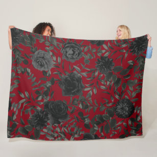 Red and Black Rose Gothic Wedding Blanket