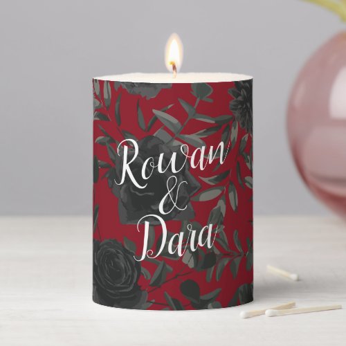 Red and Black Rose Gothic Wedding Candle