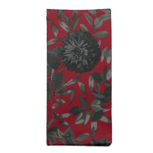 Red and Black Rose Gothic Wedding Cloth Napkin