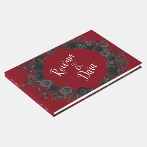 Red and Black Rose Gothic Wedding Guest Book