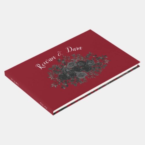 Red and Black Rose Gothic Wedding Guest Book