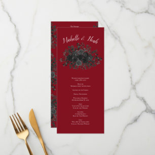 Red and Black Rose Gothic Wedding Programs