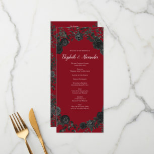 Red and Black Rose Gothic Wedding Programs