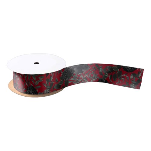 Red and Black Rose Gothic Wedding Ribbon