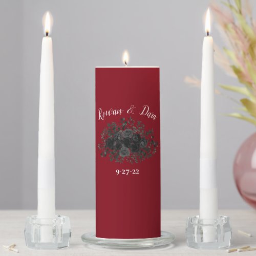 Red and Black Rose Gothic Wedding Unity Candle