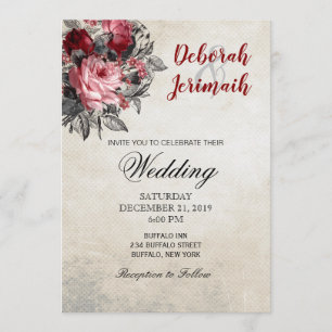 Red and Black Roses Wedding Invitation