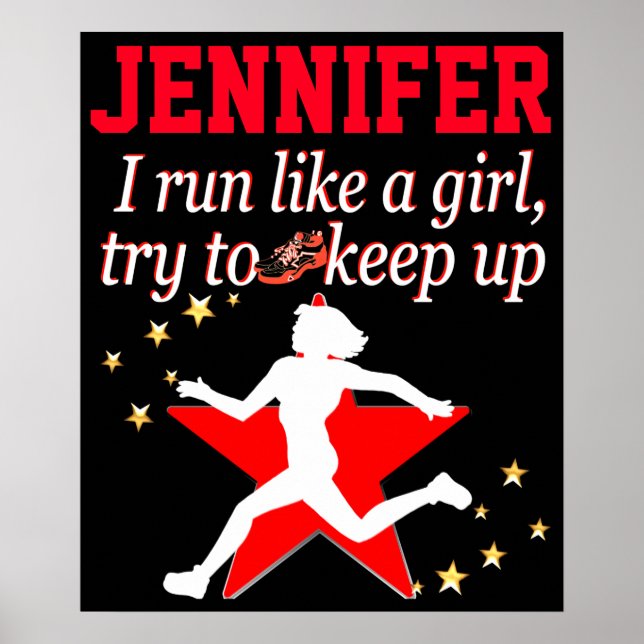 RED AND BLACK RUN LIKE A GIRL PERSONALIZED POSTER (Front)