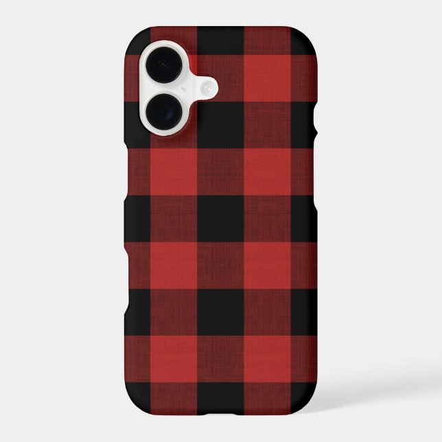 Red and Black Rustic Buffalo Check Case-Mate iPhone Case (Back)