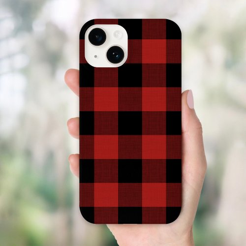 Red and Black Rustic Buffalo Check Case_Mate iPhone 14 Case