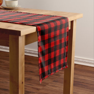 Red and Black Rustic Buffalo Plaid Pattern Short Table Runner