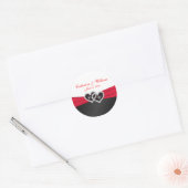 Red and Black Satin Pleats 1.5" Round Sticker (Envelope)