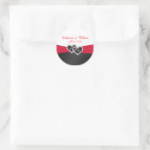 Red and Black Satin Pleats 1.5" Round Sticker (Bag)