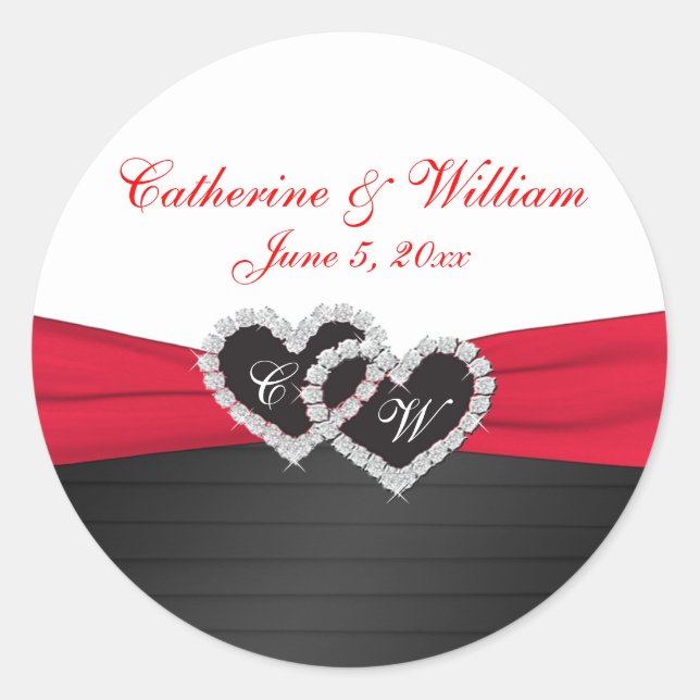 Red and Black Satin Pleats 1.5" Round Sticker (Front)