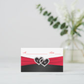 Red and Black Satin Pleats Hearts Placecards (Standing Front)