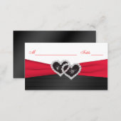 Red and Black Satin Pleats Hearts Placecards (Front/Back)