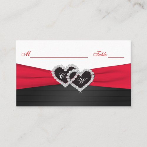 Red and Black Satin Pleats Hearts Placecards Business Card Templates
