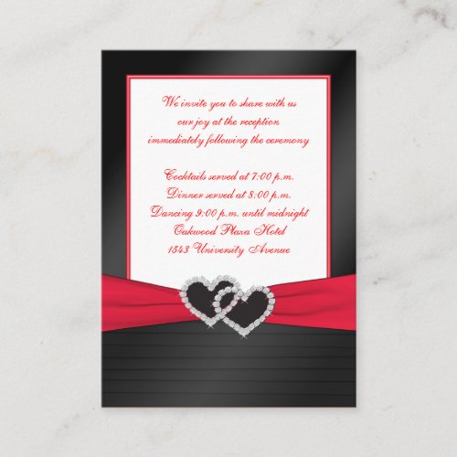 Red and Black Satin Pleats Reception Card Business Card Template