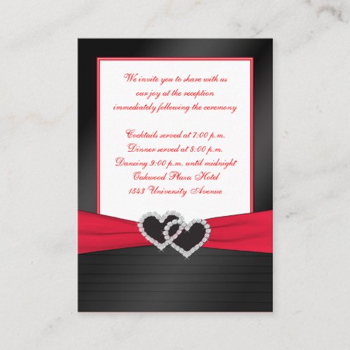 Customizable Red and Black Satin Pleats Reception Card Business Card Template