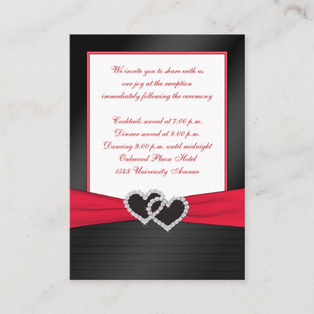 Red and Black Satin Pleats Reception Card (Front)