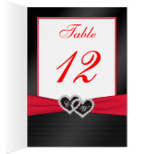 Red and Black Satin Pleats Table Number Card (Inside (Right))