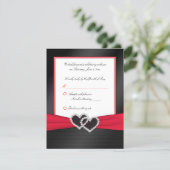 Red and Black Satin Pleats with Hearts Reply Card (Standing Front)