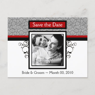 Red and Black Save the Date Photo Postcards