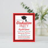 Red and Black School Colors Grad Party Invitation Postcard (Standing Front)