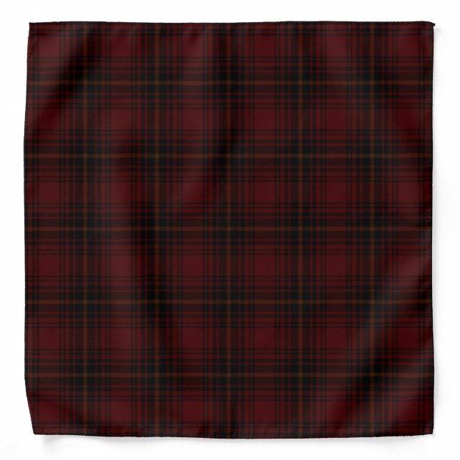 Red And Black Scottish Tartan Plaid Pattern Bandana (Front)