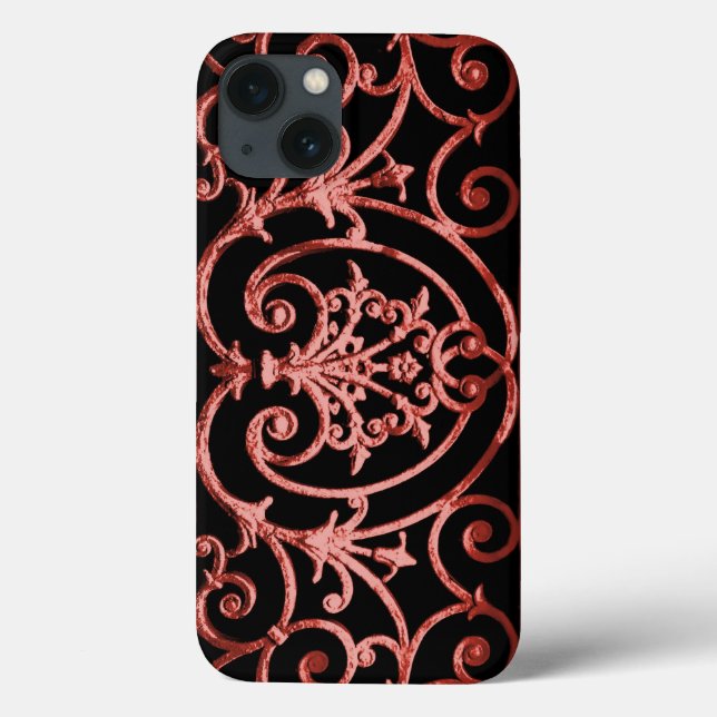 Red and black scrollwork pattern Case-Mate iPhone  Case (Back)
