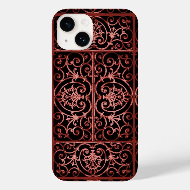 Red and black scrollwork pattern Case-Mate iPhone case (Back)