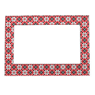 Red and black seamless cross-stitch pattern magnetic photo frame