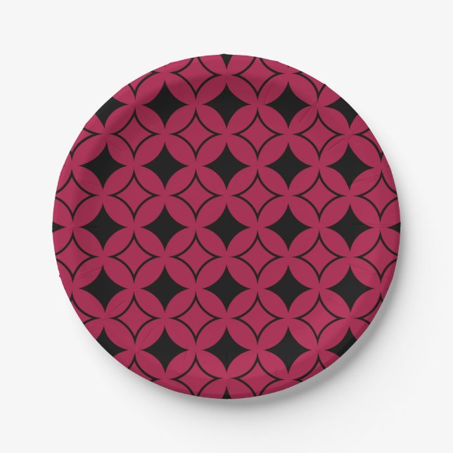 Red and black shippo paper plates (Front)