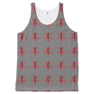 Red And Black Sigil of Anton Lavey on Gray All-Over-Print Tank Top