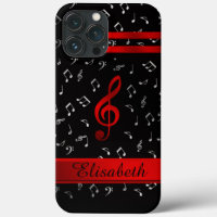 red and black, silber music notes otter box OtterB