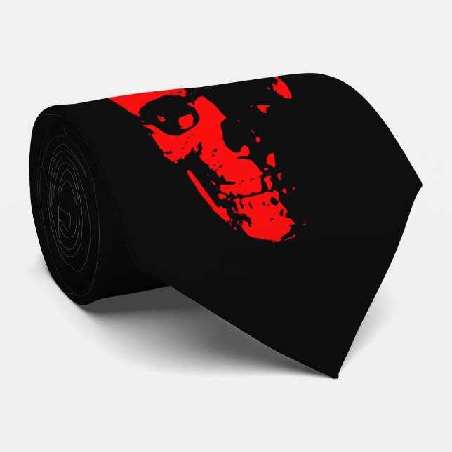 Red and Black  Skull Neck Tie (Rolled)