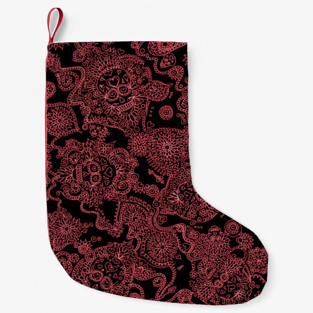 Red And Black Skull Pattern Christmas Stocking (Front)