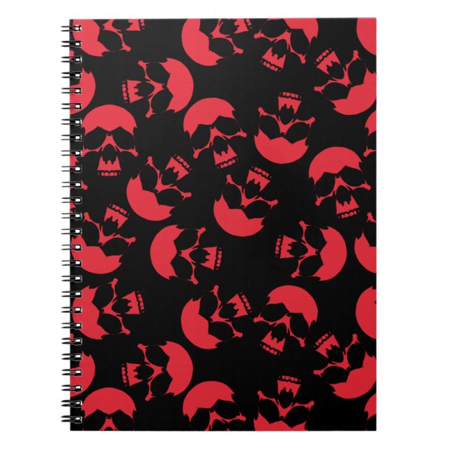 Red and Black Skull Pattern Notebook (Front)