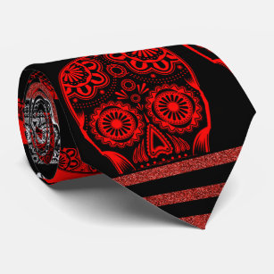 Red And Black Skull Tie