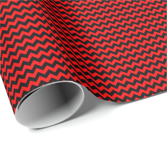 Red and Black Small Chevron Wrapping Paper (Roll Corner)