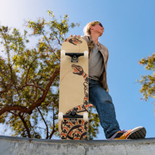 Red and Black Snake Skateboard Deck