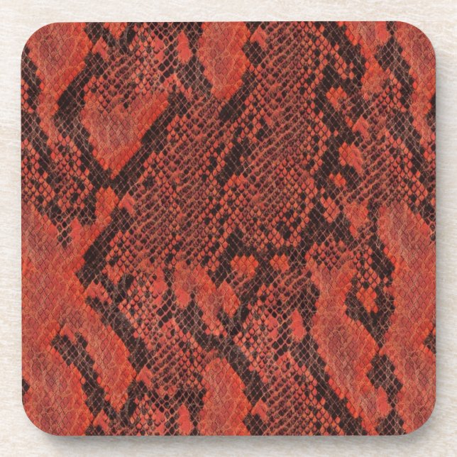 Red and Black Snake Skin Beverage Coaster (Front)