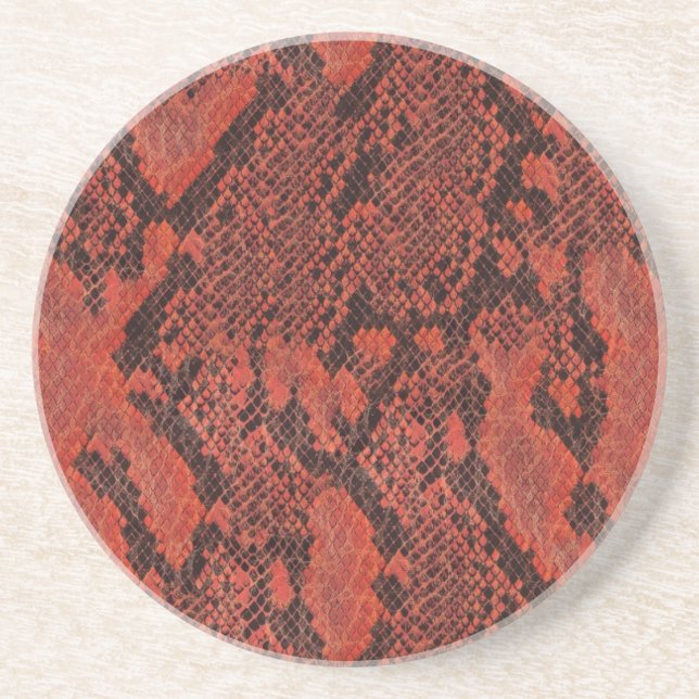 Red and Black Snake Skin Drink Coaster (Front)