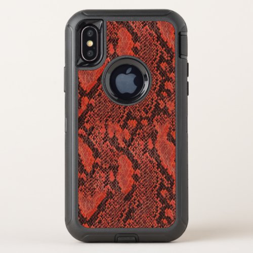 Red and Black Snake Skin OtterBox Defender iPhone X Case