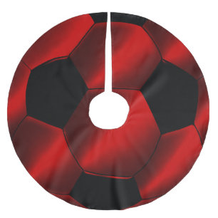 Red and Black Soccer Futbol Brushed Polyester Tree Skirt