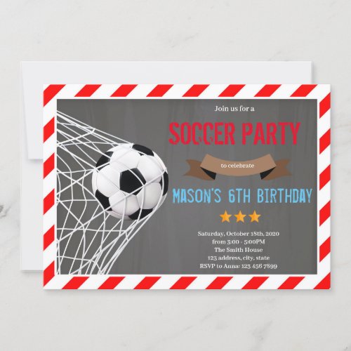 Red and black soccer theme Invitation